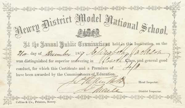 1857 Newr School report card