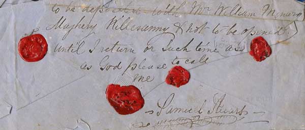 Envlope for 1864 will of Samuel STUART