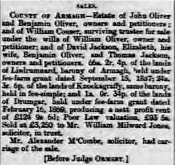 1880 Oliver land sale